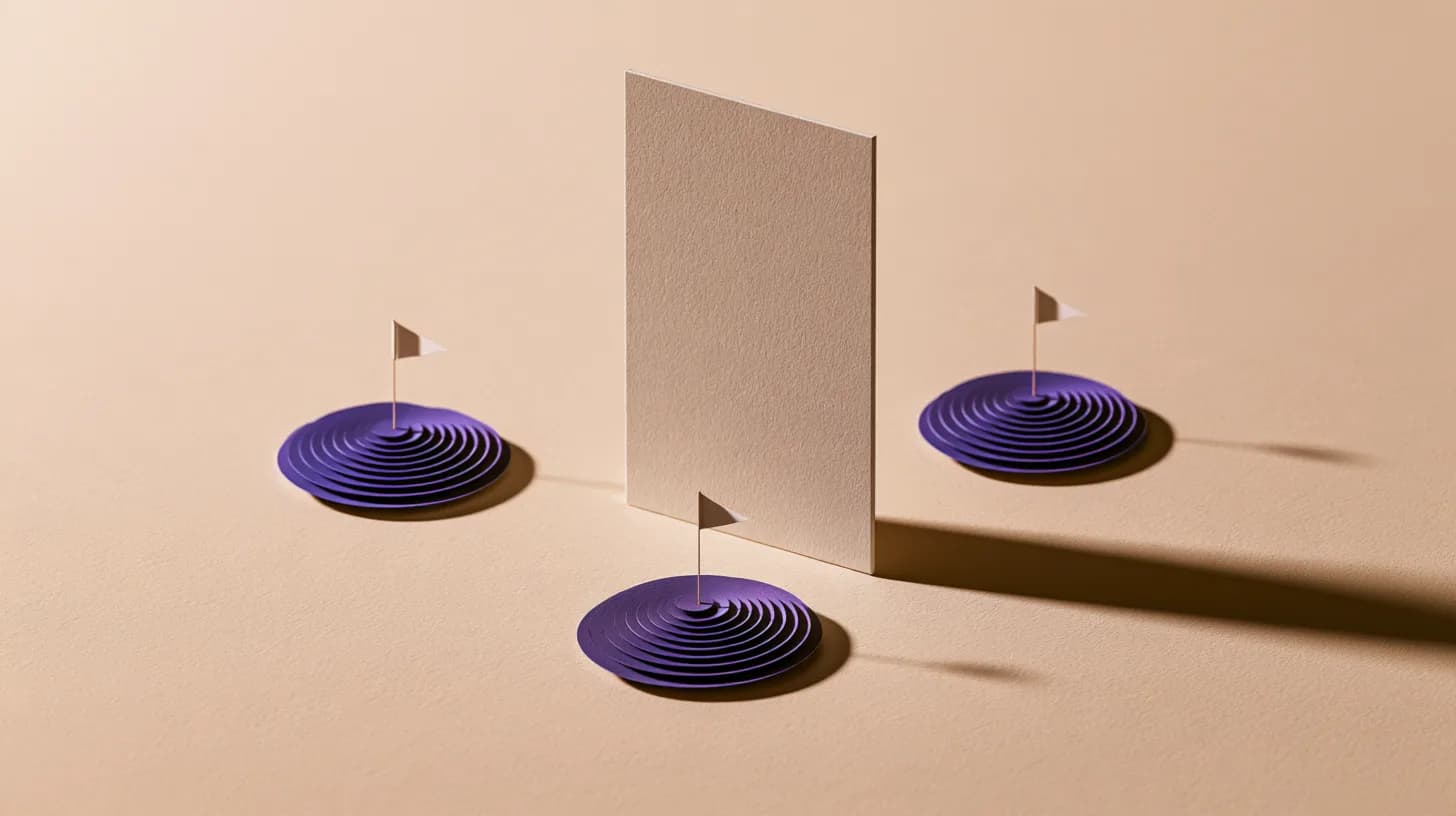 Three flagged signal ripples surrounding a paper account card